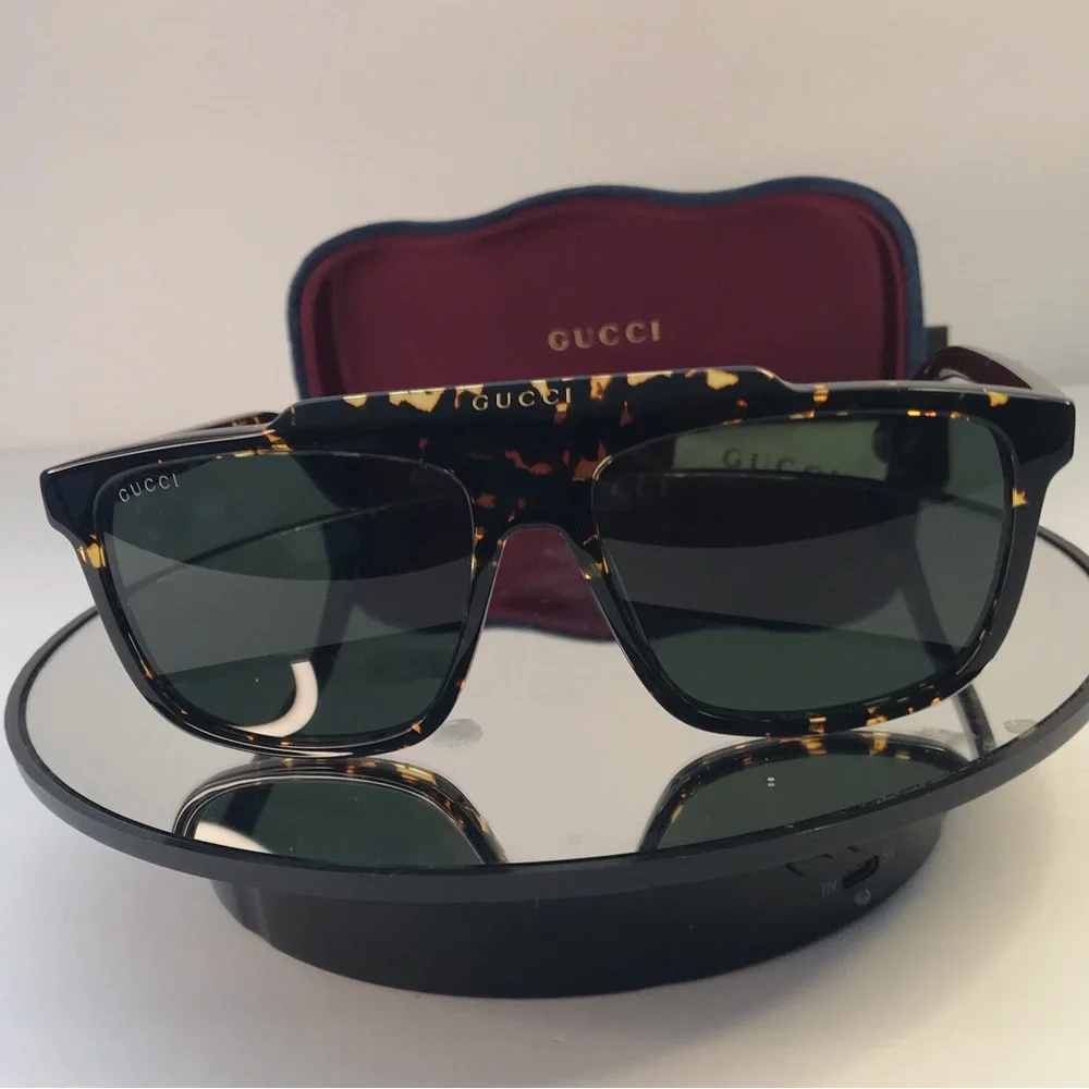 New - Authentic GUCCI GG1039S 002 sunglass dark havana frame green light mirror